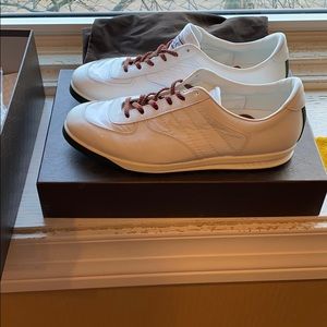 Gucci White New Mens Leather/Nylon Lace-up